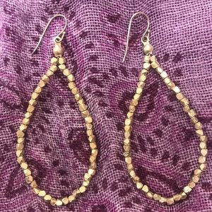 Silver Beaded Tear Drop Shaped Earrings